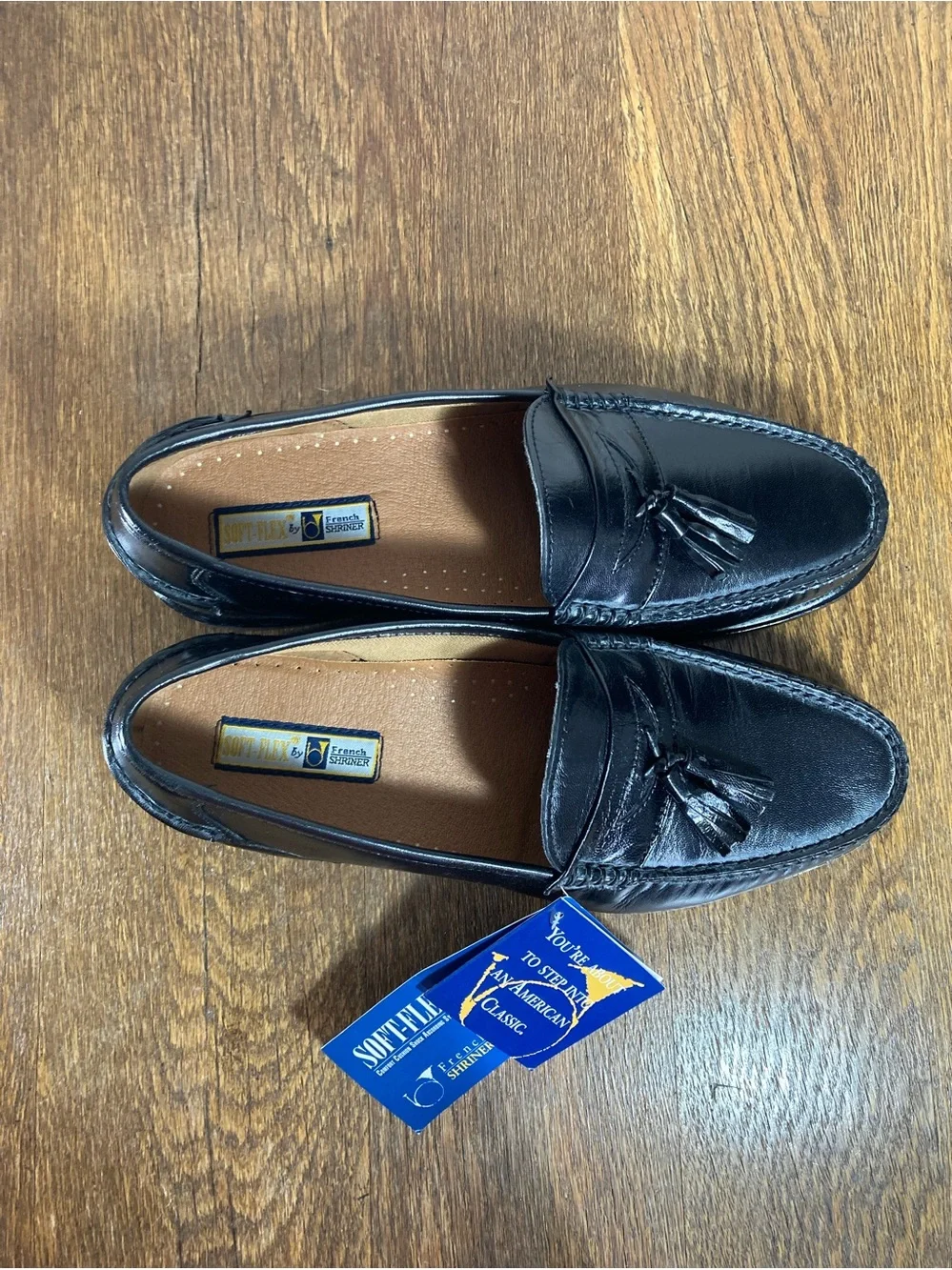 NWT French Shriner Black Leather Tassel Loafer Men’s Size 10W